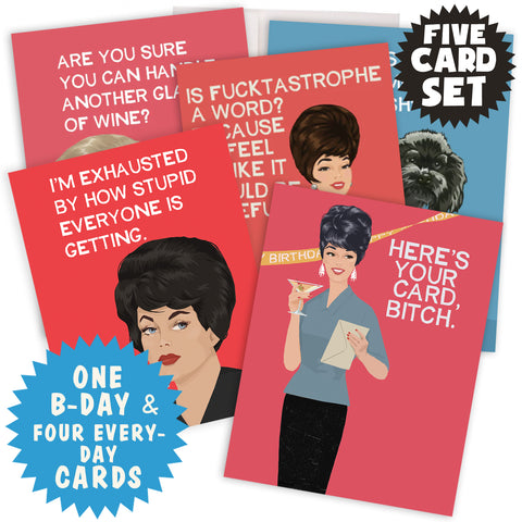 SET of FIVE favorite Cards - One B-Day, Four Everyday