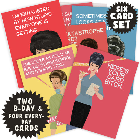 SET of SIX assorted Cards - Two B-Day, Four Everyday